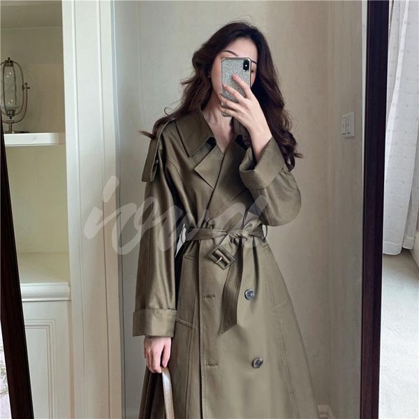 

women's trench coats spring female coat high street women clothes loose long short two options outerwear worker streetwear windbreaker, Tan;black