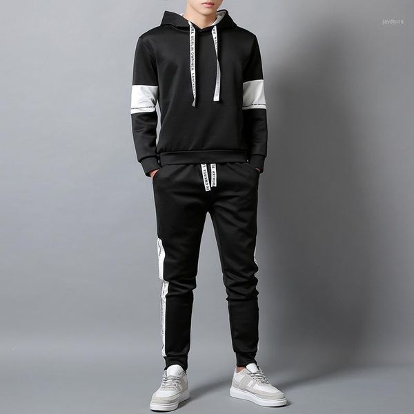 

2020autumn new men's leisure sports suit two-piece suit men hoodies sweatshirts men's coat fashion hip hop streetwear1, Gray