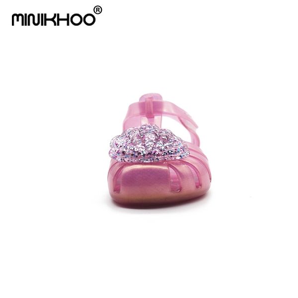 

mini flash shell cute girls jelly new children baby sandals breathable melissa princess shoes y200619, Black;red