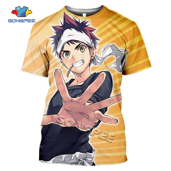 

anime print food wars shokugeki no soma summer casial boys 3d print shirts oversized humor graphic men clothing