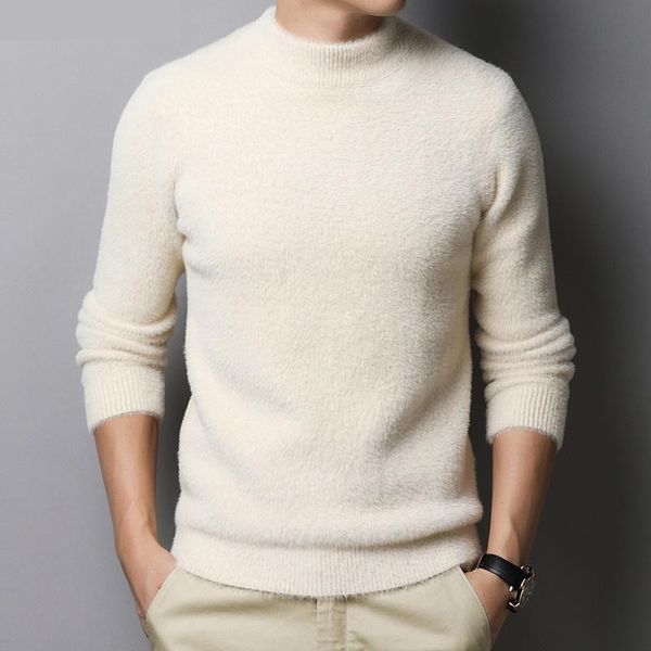 

men 2020 new winter sweater half high neck long sleeve thick warm men's sweaters pz88, White;black