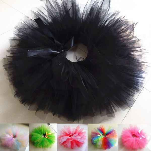 

girls baby birthday party costume fluffy rainbow black tutu multi colors handmake ballet dance skirt kids clothing y200704