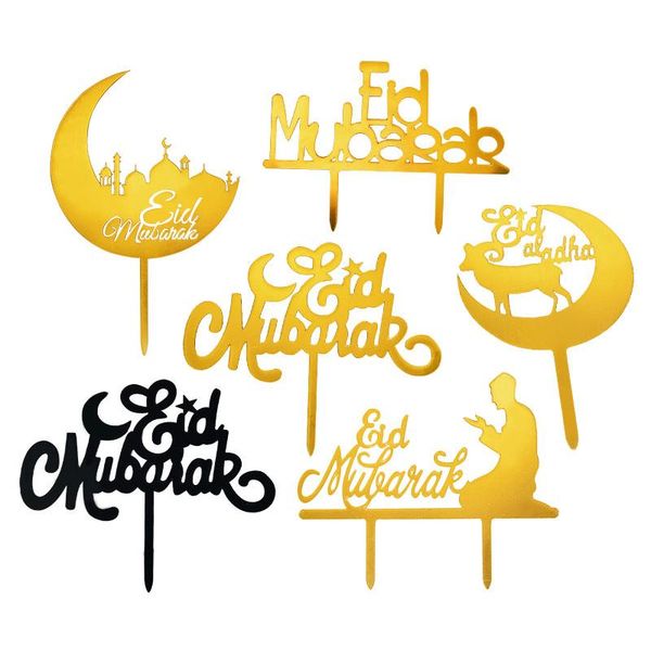 

1pc eid mubarak decoration acrylic cake er for islamic muslim ramadan kareem party decor baking cake decorating supplies