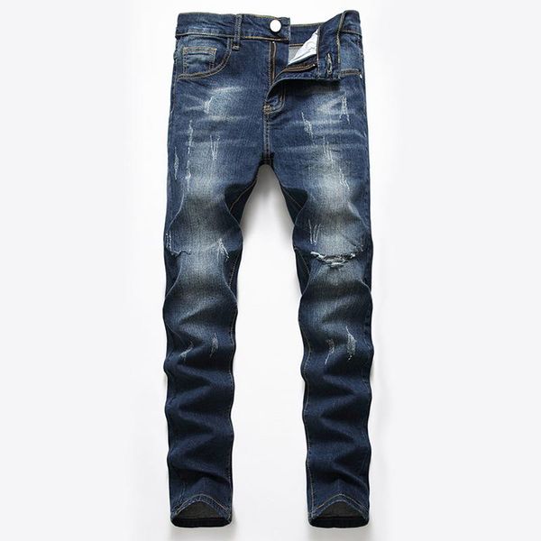 

men's jeans 2d men stretch hole europe and the united states pants, Blue