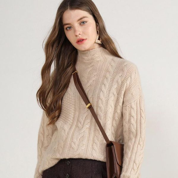 

women's sweaters high-end 8 ply 100% cashmere turtleneck sweater woman autumn winter pullovers ladies fashion cable knitted warm jumper, White;black