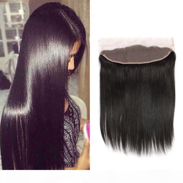 

malaysian human hair 13x4 lace frontal ear to ear straight virgin hair remy natural color 8-22inch lace frontal with baby hair, Black