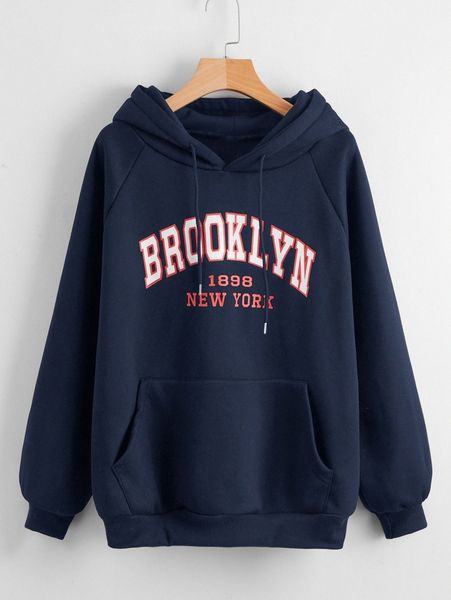 

letter graphic kangaroo pocket hoodie a2cd#, White;black