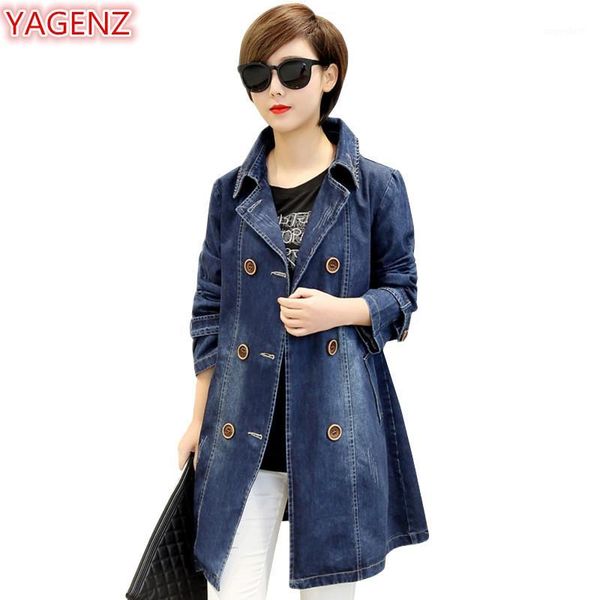 

yagenz jeans jacket women denim jacket windbreaker coat clothes loose 5xl plus size spring and autumn coats double-breasted 3661, Black;brown