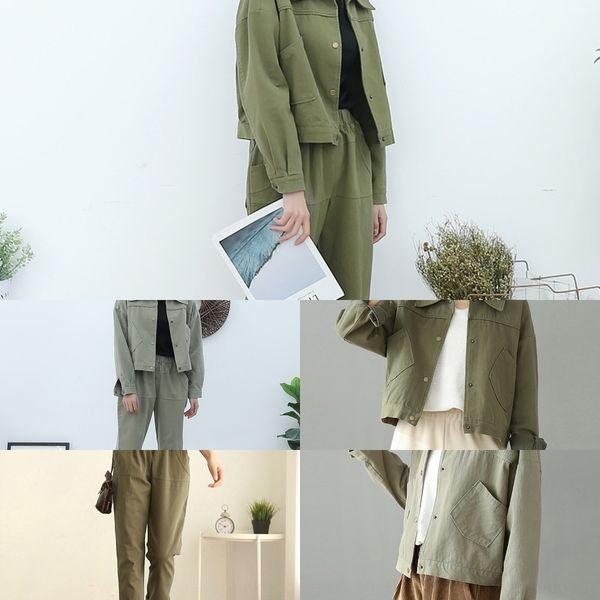 

ixjkb 2020 simple 2020 suit tooling simple coat pants two-piece set two-piececasual autumn new women's fashion autumn two-piecenew two, Gray