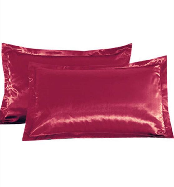 Imitação de seda de seda emulação pura cetim confortável travesseiro capa para cama lance única travesseiro capas para casa e hotel 48 * 74cm