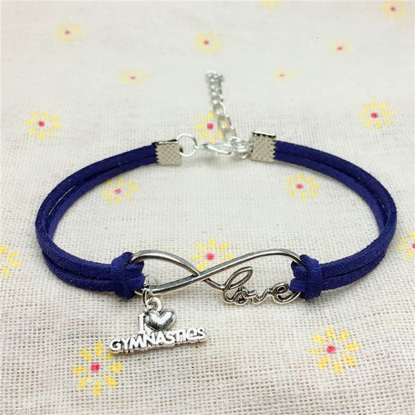 

factorybwsspendant sport antique silver charm i new punk leather bracelet for women men gymnastics team gift infinity love jewelry