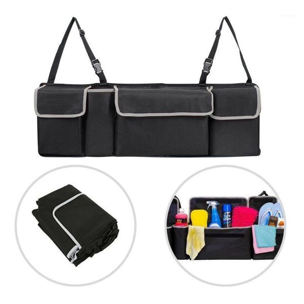 

oxford cloth 4 pockets trunk hanging durable storage car boot organiser tidy universal foldable large black heavy duty1