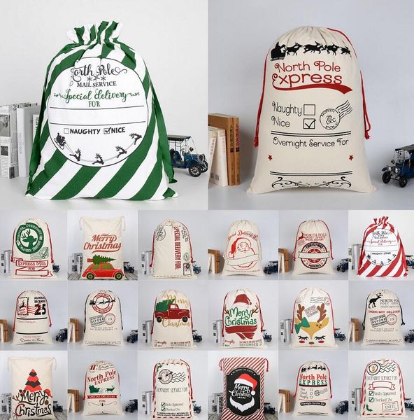 

2021 santa sacks 50*70cm pure large canvas hessian cute candy gift christmas bag snowman santa claus deer santa sack christmas ornaments