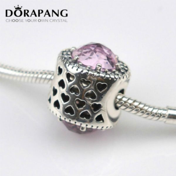 

2021 new 100% 925 sterling silver charm radiant hearts wth clear cz good charm beads fit diy bracelet wholesale, Black