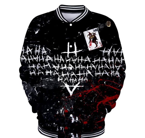 

2018 3d print clown new baseball jacket heroes anime men female spring baseball jackets fashion collage clothing, Black;brown