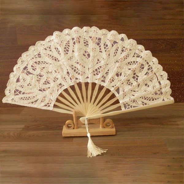 

party favor chinese style decorative bamboo fans lace fabric silk folding hand held dance flower wedding prom