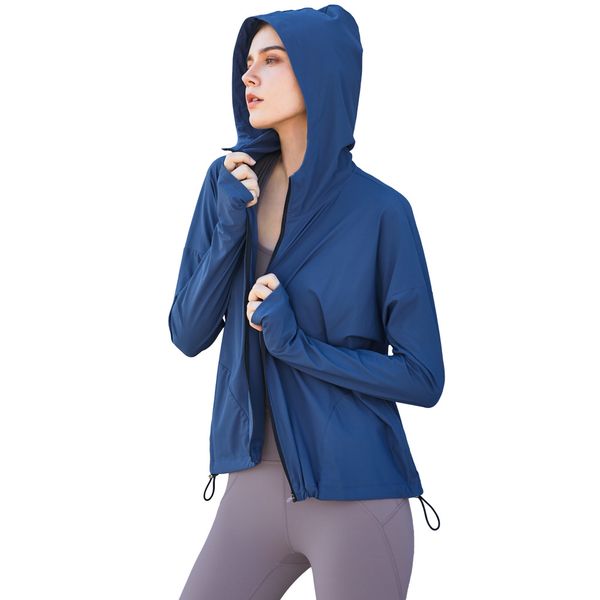 

2020 autumn new custom lock zipper hooded fitness clothes women casual loose version running fitness yoga clothes, Gray;blue