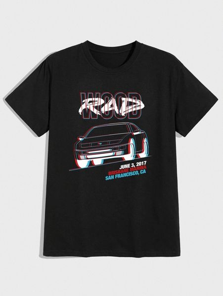 

romwe guys letter car graphic tee g9hc#, White;black