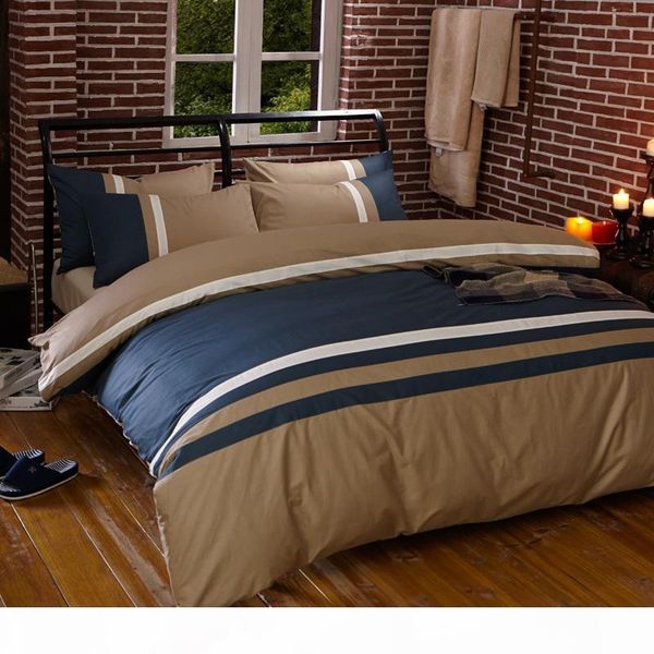 

36 bule coffee stripe bedding set king  twin size fitsheet kids boys bed set 4pcs duvet cover bedsheet pillowcase