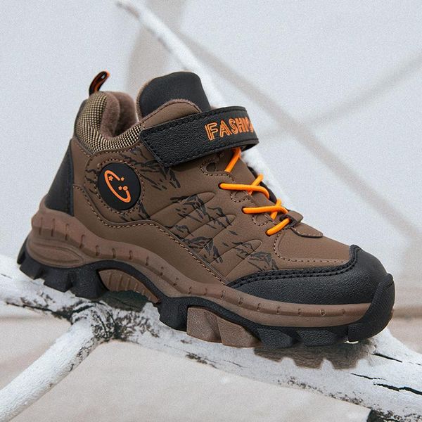 

boy' girl' winter cotton boots kid' winter cotton shoes keep warm 2020 autumn spring hiking shoes sneakers for children, Black;grey