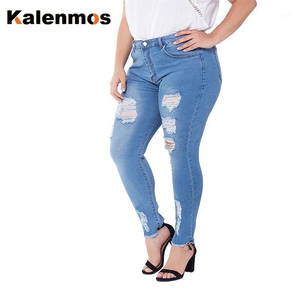 

denim pants women kalenmons high waist stacked jeans pocket bleached summer casual trousers baggy work jean bodycon vintage1, Blue