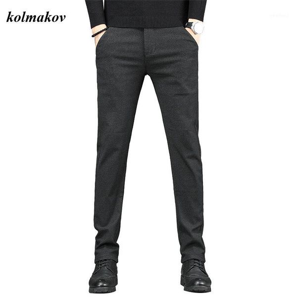 

men's pants 2021 autumn and winter style men casual trousers solid slim brushed men's trend straight cotton plus size 28-381, Black