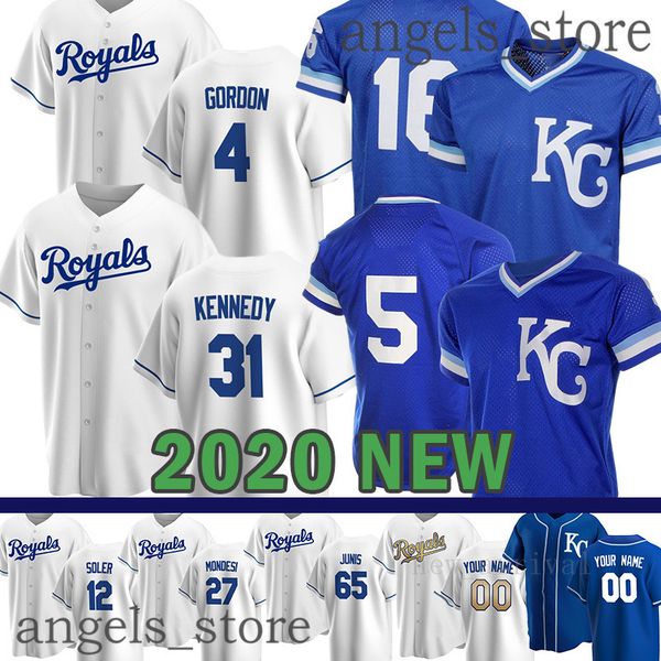 

2020 new city jorge soler royals raul mondesi bo jackson eric hosmer bret saberhagen danny duffy alcides escobar jake junis kennedy mens, Blue;black