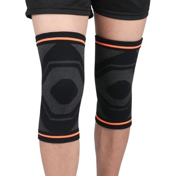 

1pc knee pad sleeve thermal knit compression leg protector for running jogging hiking football soccer, Black;gray