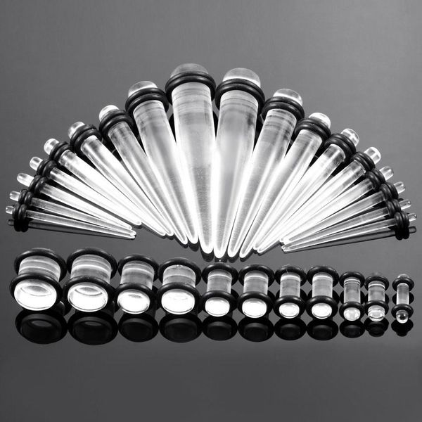 

36pcs/lot acrylic ear taper expander earleet stretching piercing mix color ear taper plug tunnels gauges body jewelry piercings q sqcwuz, Silver