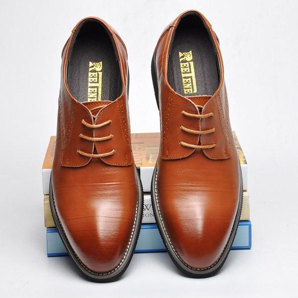 

reetene autumn formal shoes men leather men dress shoes fashion oxford for formal big size 38-48, Black