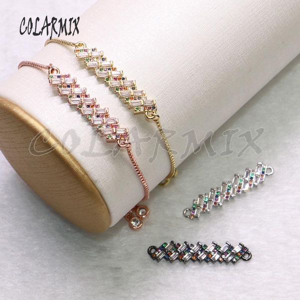 

charm bracelets 12pcs fashion zircon rectangle charms bracelet colorful jewelry gift for lady 9274, Golden;silver