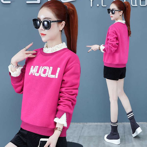 

women's hairless sweater autumn winter 2020 new fashion, versatile, plush and thickened foreign style short fashion, Black