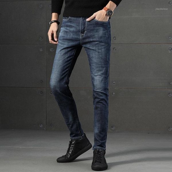 

men jeans causal blue stretch denim slim fit pencil pants1