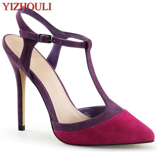 

ankle strap suede fashion 12 cm heels in summer.t-belt, heels and sandals for parties1, Black