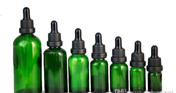 

green glass liquid reagent pipette bottles eye droppers aromatherapy 5ml-100ml essential oils perfumes bottles wholesale