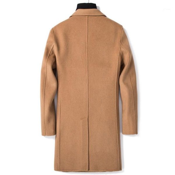 

2020 double-sided wool coat men overcoat long jacket men slim korean mens coats and jackets casaco masculino m063 kj24531, Black