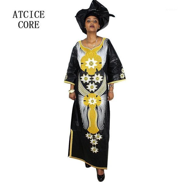 

african dresses for women 2018 new african fashion design new bazin riche embroidery dress long dress with scarf1, Red