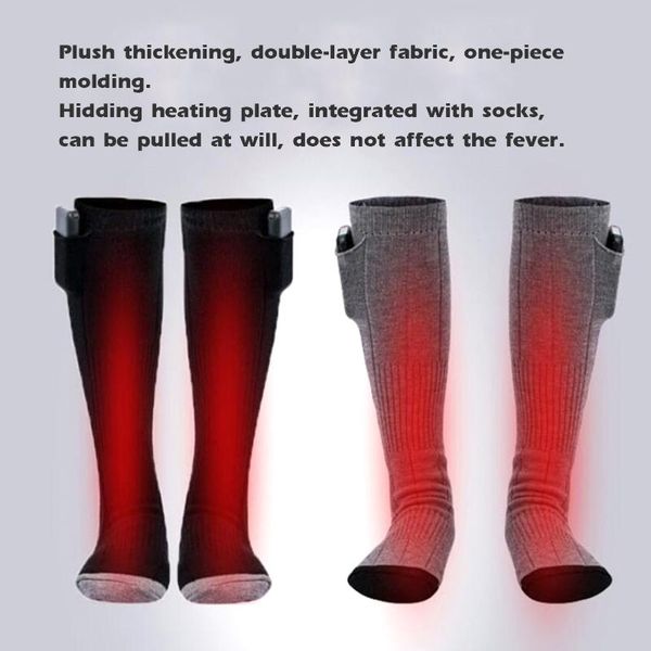 

sports socks men's and women's elastic wire electric heating adjustable temperature lithium battery 3.7v warm, Black