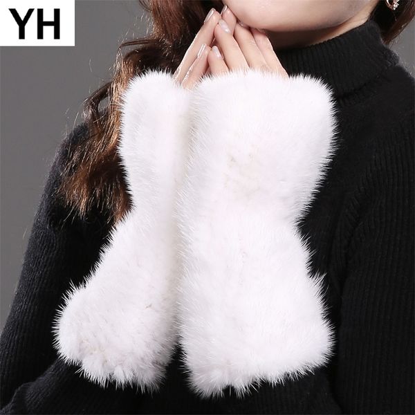 

lady real mink fur gloves girls real knitted mink fur fingerless gloves winter strong elasticity real mink fur mittens 201020, Blue;gray