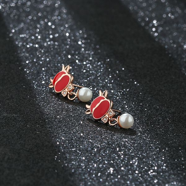 

fashion s925 sterling silver stud earrings womens calf earrings freshwater pearl earrings festive 2021 year of the ox new fashion design, Golden