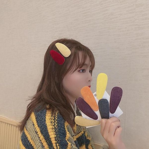 

1-2pcs 8.5cm long drop water shape velet fabric hair clip hairpins barrettes for girls women fashion hair styling acc qylicw, Black;brown