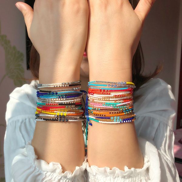

bohemian colorful handmade beads bracelet women men vintage adjustable braided rope charm bracelets bangle beach ethnic jewelry gift, Golden;silver