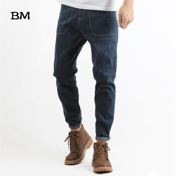 

2020 autumn plus size fashions men straight casual jeans male blue slim pants denim harajuku full length jogger mens pant