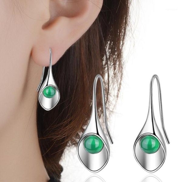 

new 925 sterling silver jewelry ear hooks female fashion two colors stone crystal long temperament gift dangle earrings se3451