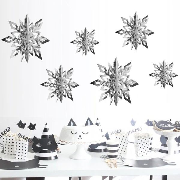 

snowflake 6pcs/set 3d paper hollow christmas decorations for home ornaments new year party decoration xmas navidad