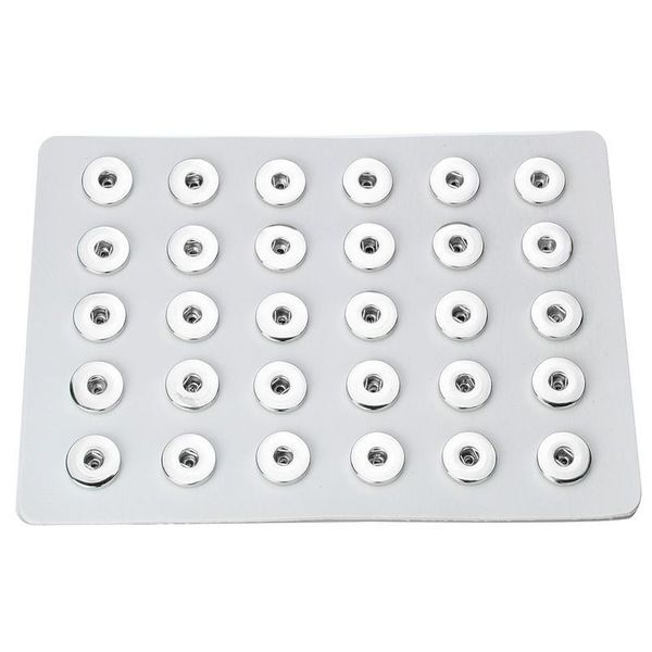 

new snap button display board fit 24pcs & 30pcs & 60pcs 18mm snap buttons jewelry black genuine leather snap displa jllbkf, Silver