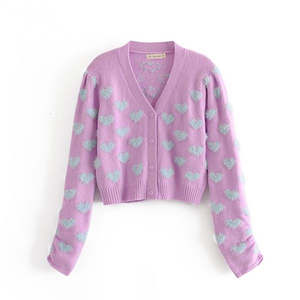

2021 new europe and the united states women's love v-neck ladies knit long-sleeve cardigan knitting unlined upper garment u0s0, Black;white