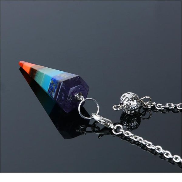 

reiki 7 chakra stones hexagon pendant healing aura precious stone pendant pendulums for dowsin jllzfd, Black