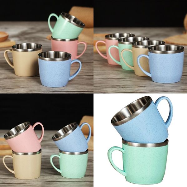 

304 stainless steel cup children wheat element water cups child multi colors waters bottles eco friendly 6 8wda l1