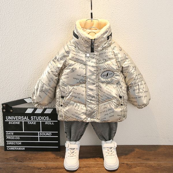

baby casual wear thickened down boys warm winter cotton padded jacket for children's, Blue;gray